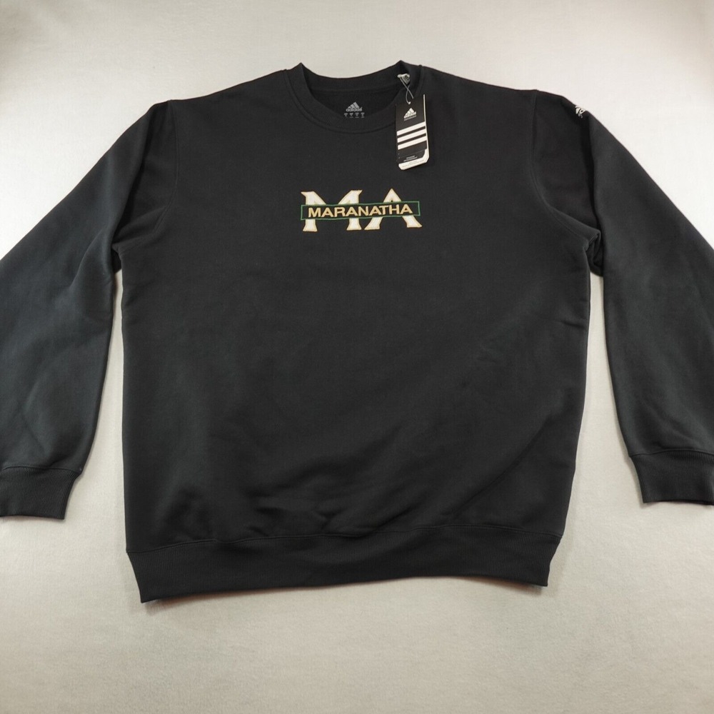 NWT Adidas Sweatshirt Mens‎ XL Black Pullover Maranatha Center Graphic Logo Crew